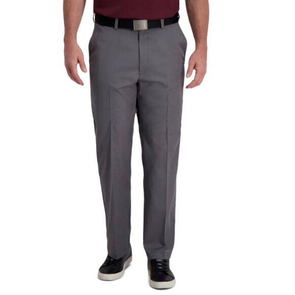 HAGGAR Mens 40X30 Casual or Dress Gray Straight Fit Premium No Iron Chino Pants - Picture 1 of 7